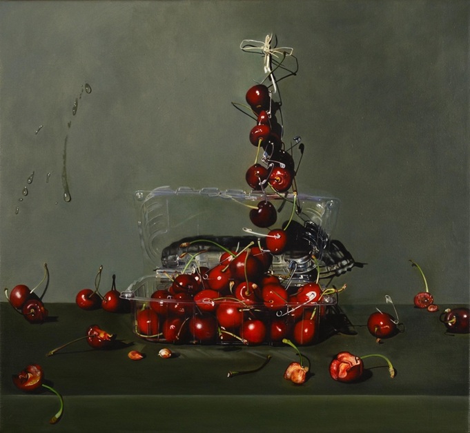 Cherries, 2011 – Still life oil painting on canvas, 45 x 50 cm – Ginny Page